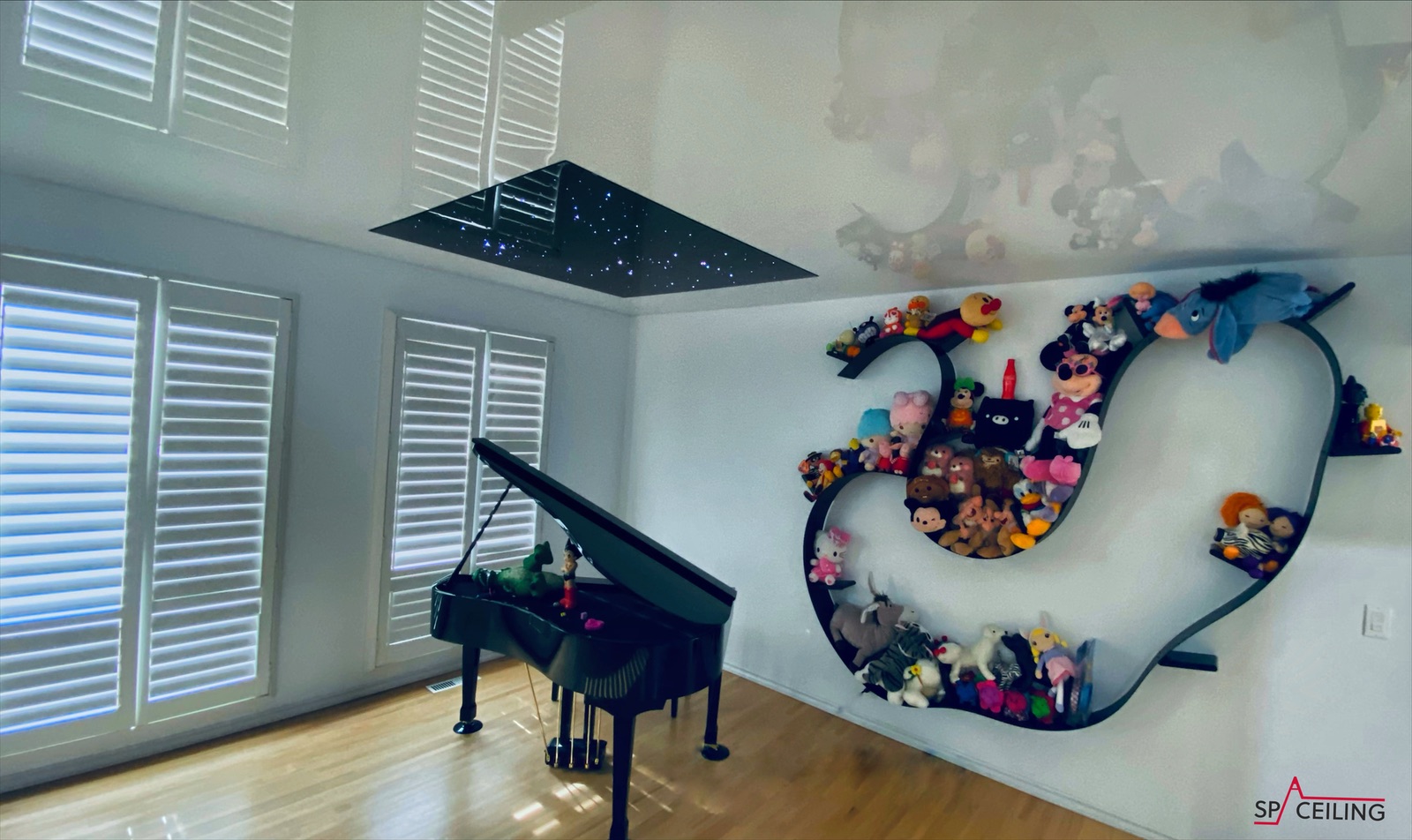 Modern stretch ceiling solution for a water-damaged ceiling in Calgary