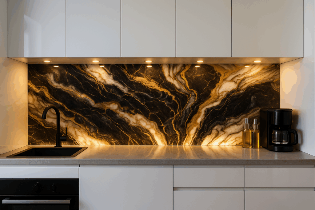 Modern backsplash wall with backlight