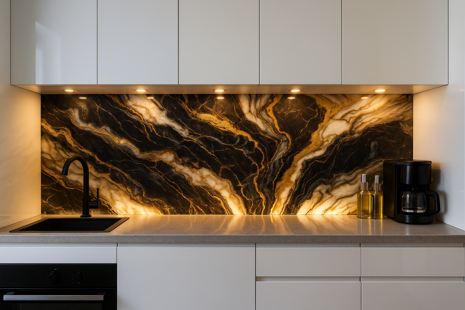 Modern backsplash wall with backlight