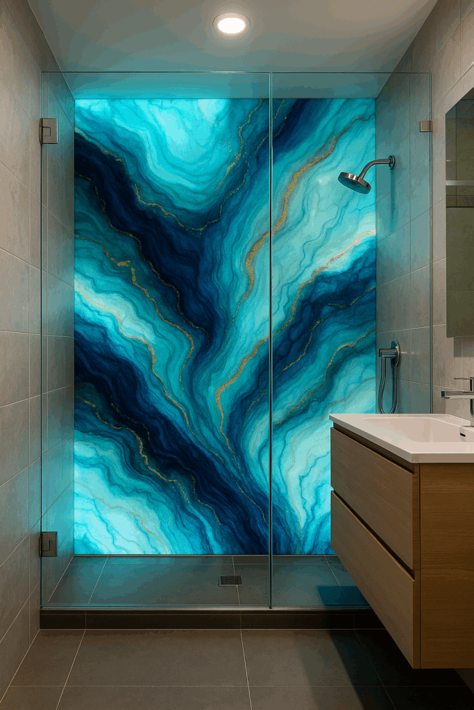 Shower marble backlight wall