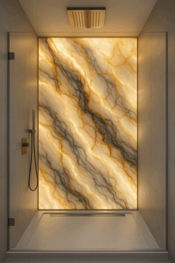 Shower marble glowing wall