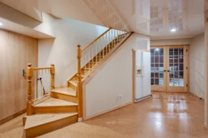 Basment hallway glossy stretch ceiling