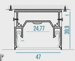 large separation led channel stretch ceiling