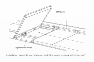 Installation example: complete accessibility to plenum (panelized access).