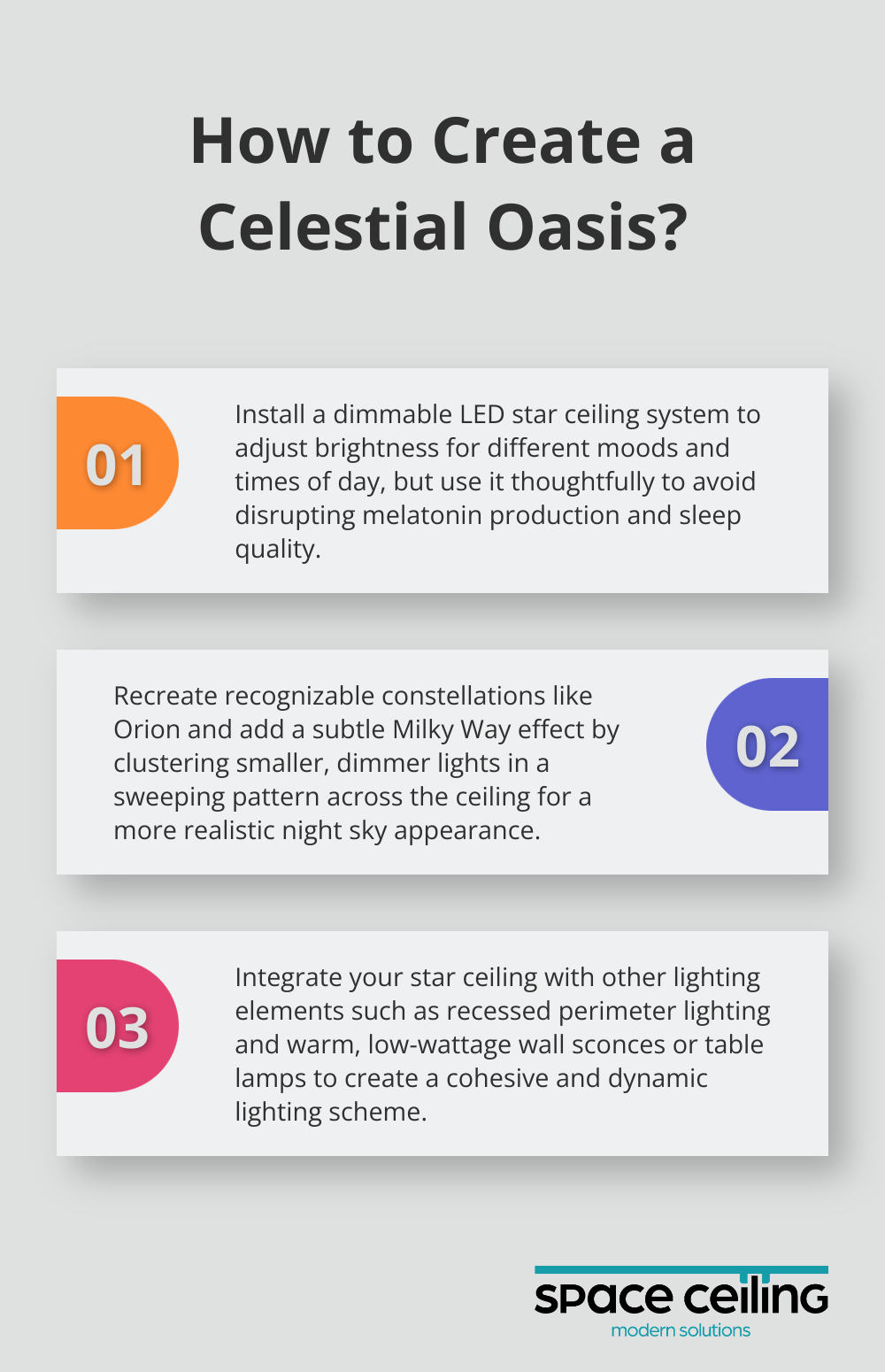 Infographic: How to Create a Celestial Oasis? - ceiling with star lights, in pools, entertainment areas,